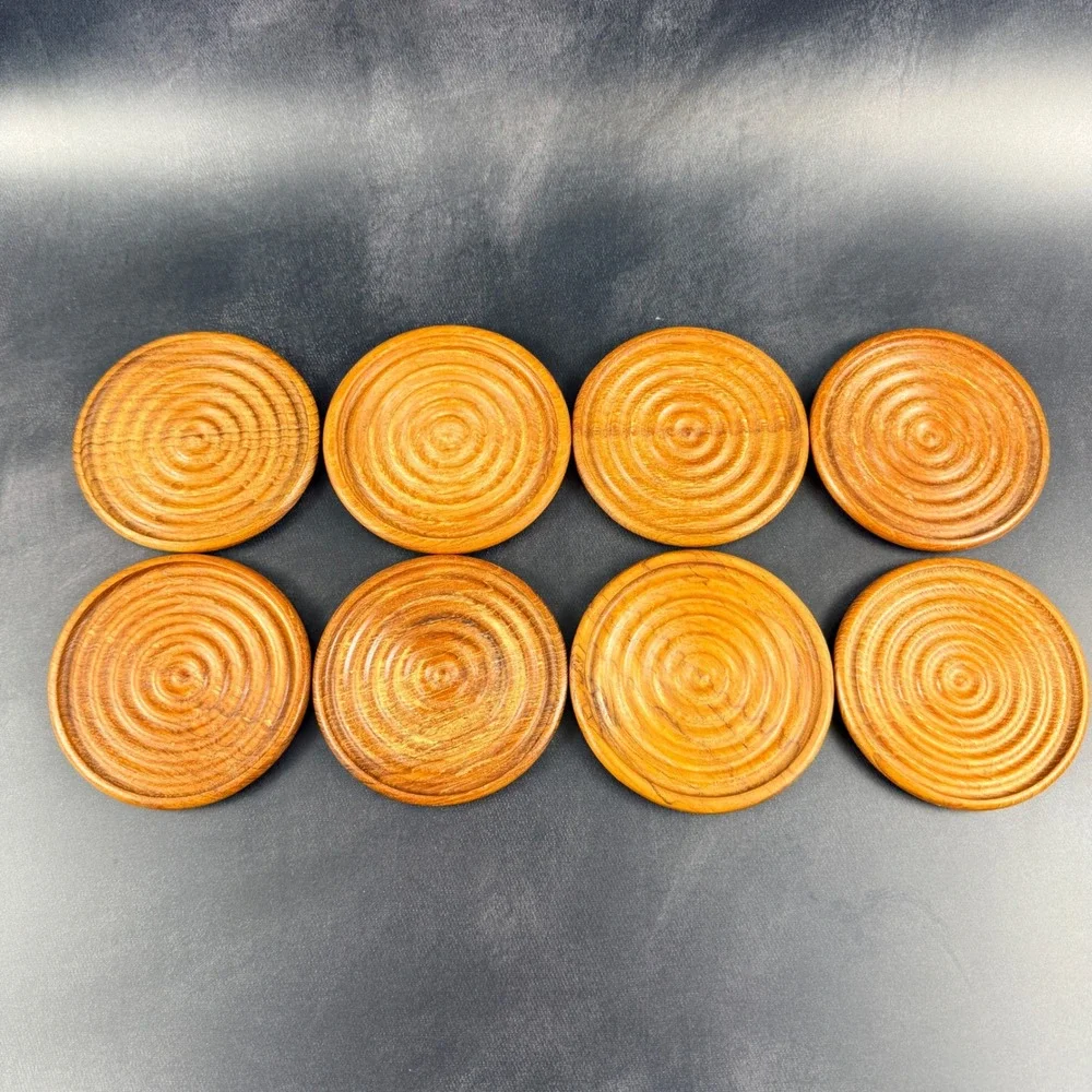 Dansk Teak Wood Coasters Set of 8 Round Danish Modern Quistgaard Denmark JHQ